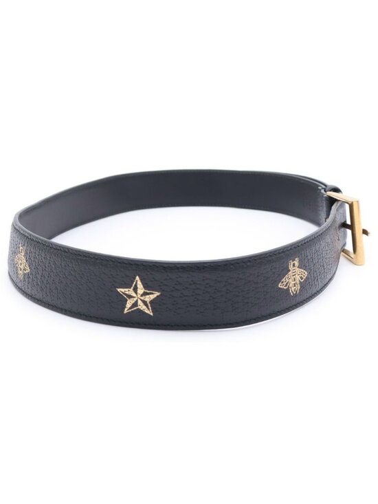 Gucci Bee Star Leather Belt Gold Black main image 5